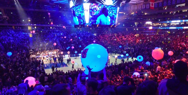 Glowballs light up NY Knicks season opener 2016