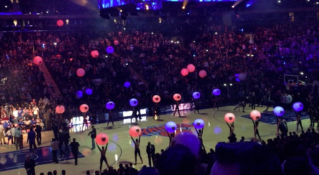 Glowballs light up NY Knicks season opener 2016